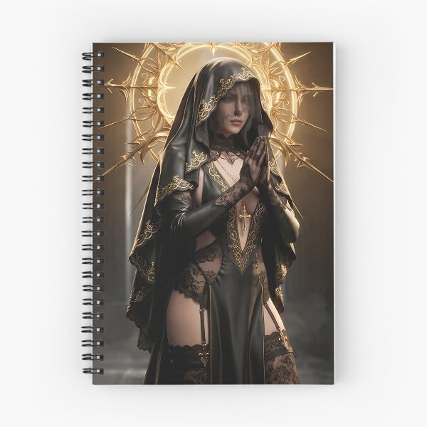 Item preview, Tattooed Dark Sorceress Nun Fantasy Art designed and sold by GalleryBrisArt.