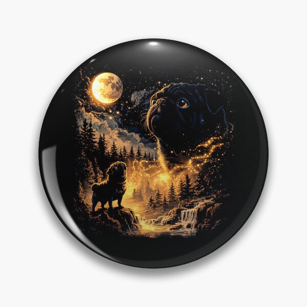 Item preview, Funny Pug Howling to The Moon Vintage Dog Lover designed and sold by suhairee-studio.