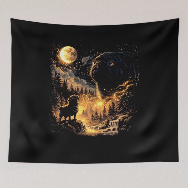 Item preview, Funny Pug Howling to The Moon Vintage Dog Lover designed and sold by suhairee-studio.