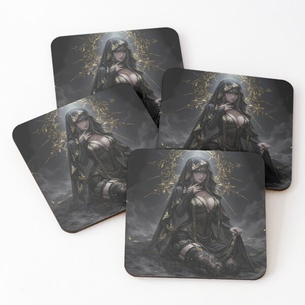 Item preview, Tattooed Dark Sorceress Nun Fantasy Art designed and sold by GalleryBrisArt.