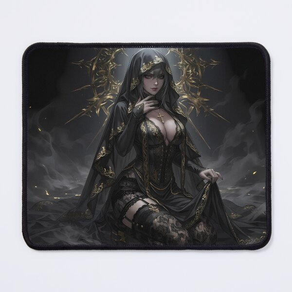 Item preview, Tattooed Dark Sorceress Nun Fantasy Art designed and sold by GalleryBrisArt.