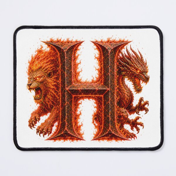 Item preview, Emberclaw Drakonis: The Fire Leo Dragon Letter H designed and sold by BlissBlvdShop.