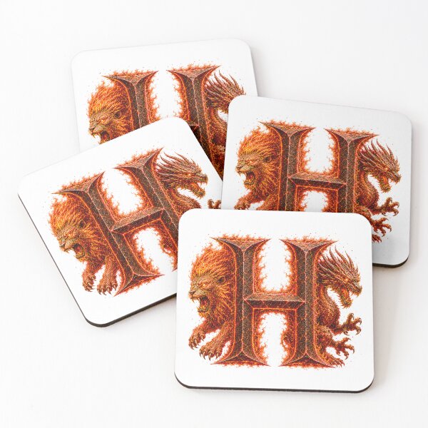 Item preview, Emberclaw Drakonis: The Fire Leo Dragon Letter H designed and sold by BlissBlvdShop.