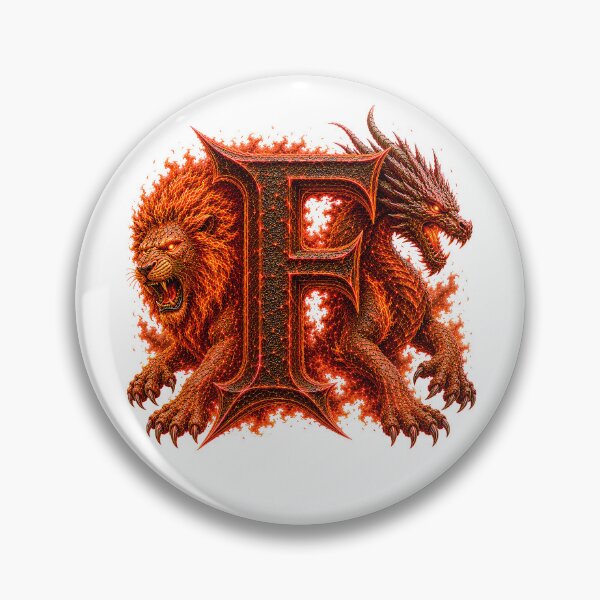 Item preview, Emberclaw Drakonis: The Fire Leo Dragon Letter F designed and sold by BlissBlvdShop.