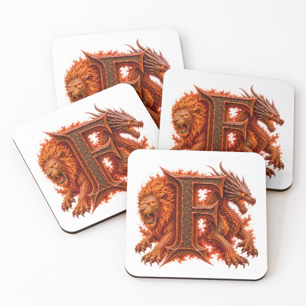 Item preview, Emberclaw Drakonis: The Fire Leo Dragon Letter F designed and sold by BlissBlvdShop.