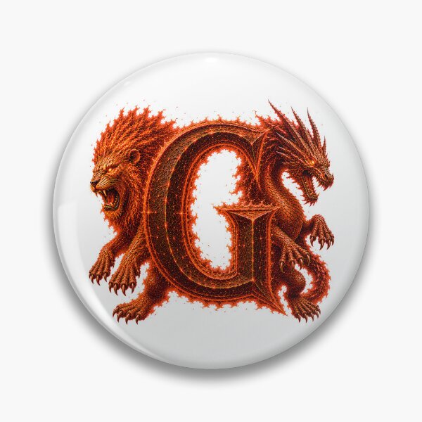 Item preview, Emberclaw Drakonis: The Fire Leo Dragon Letter G designed and sold by BlissBlvdShop.
