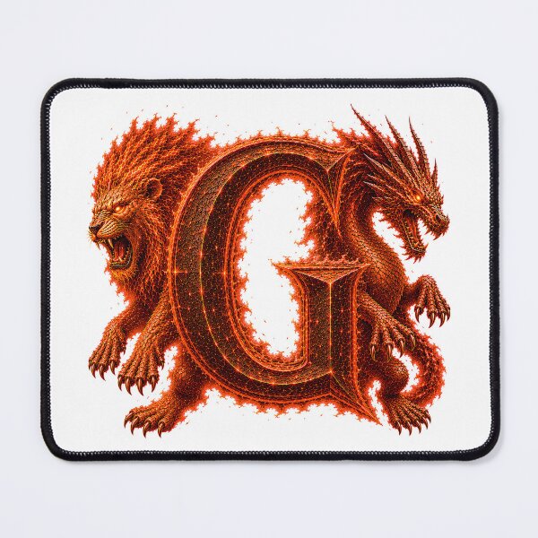 Item preview, Emberclaw Drakonis: The Fire Leo Dragon Letter G designed and sold by BlissBlvdShop.