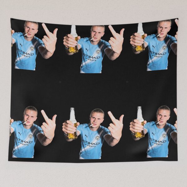 Item preview, haaland meme smoking and middle finger designed and sold by Thudesign85.