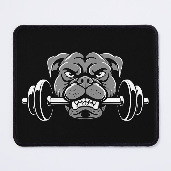 Item preview, Strong Bulldog Biting Barbell – Gym and Weightlifting Dog Design designed and sold by inkoutninja.