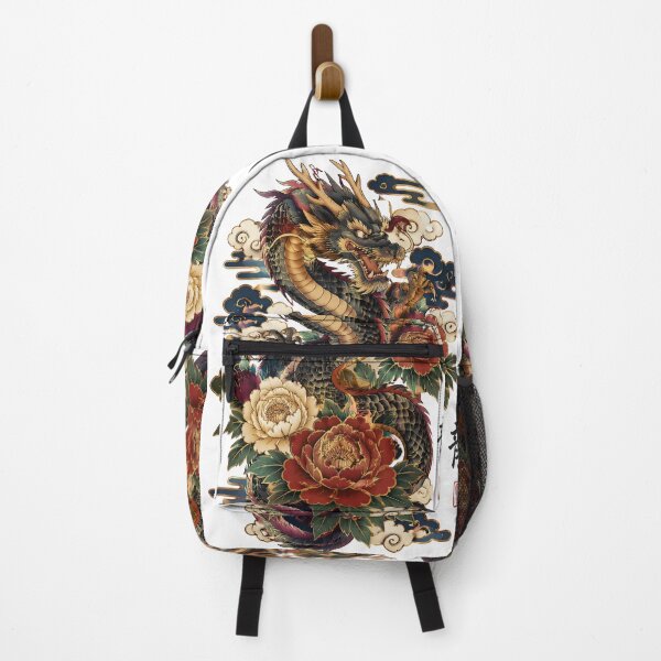 Item preview, Japanese Dragon with Peonies | Ryū Kanji Traditional Tattoo Art designed and sold by kaxymax.