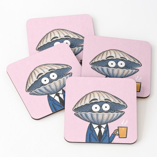 Item preview, Funny Clam in Suit Drinking Coffee – Cute Business Clam Cartoon Art designed and sold by 516 Studio.