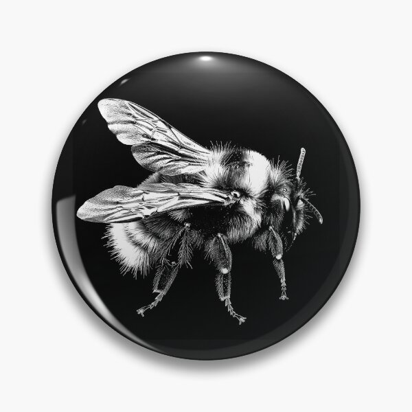 Item preview, Detailed Bumblebee – Black and White Insect Illustration designed and sold by inkoutninja.