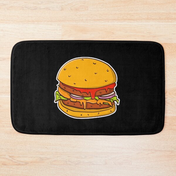 Item preview, Illustration of a a tasteful cheeseburger with ketchup, onions and salad designed and sold by Stef Ringoot, cartoons and illustrations.