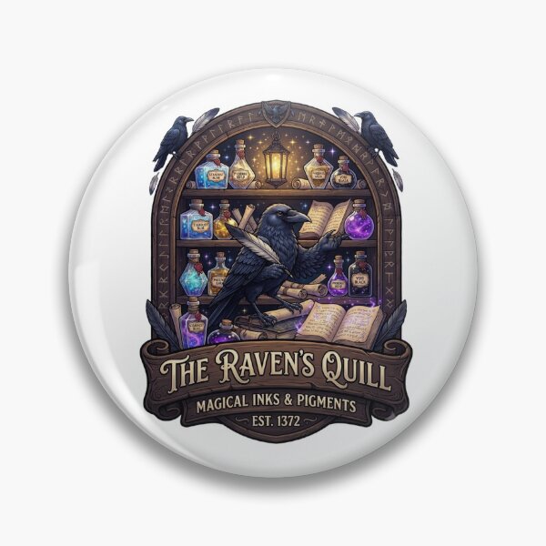 Item preview, The Raven's Quill | Magical Inks & Pigments | Enchanted Raven Apothecary | Fantasy Scribe Shop | Dark Academia Sticker designed and sold by MrDev.