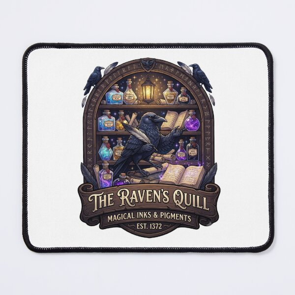 Item preview, The Raven's Quill | Magical Inks & Pigments | Enchanted Raven Apothecary | Fantasy Scribe Shop | Dark Academia Sticker designed and sold by MrDev.