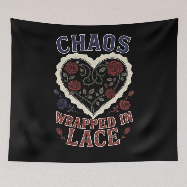 Item preview, Chaos Wrapped In Lace Gothic Heart Rose Thorns Tshirt designed and sold by HopeAndHustle.
