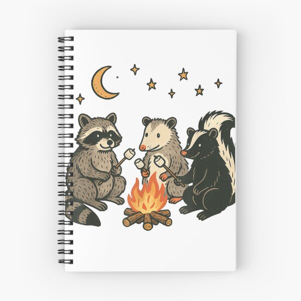Item preview, Cute Raccoon Possum Skunk Campfire Camping T-Shirt designed and sold by NFTaletellers.