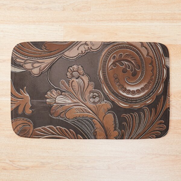 Item preview, Tooled Leather Western Floral Pattern Vintage Cowboy Rustic Leathercraft Design designed and sold by CoastalEmp.