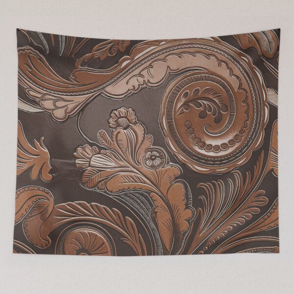 Item preview, Tooled Leather Western Floral Pattern Vintage Cowboy Rustic Leathercraft Design designed and sold by CoastalEmp.