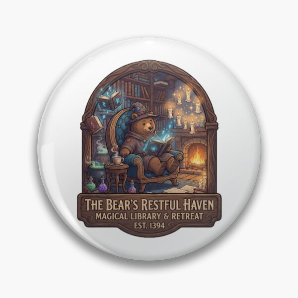 Item preview, The Bear's Restful Haven | Magical Library & Retreat | Cozy Wizard Bear Reading | Fantasy Library Sticker designed and sold by MrDev.
