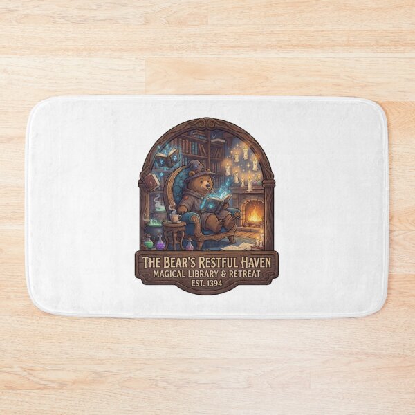 Item preview, The Bear's Restful Haven | Magical Library & Retreat | Cozy Wizard Bear Reading | Fantasy Library Sticker designed and sold by MrDev.