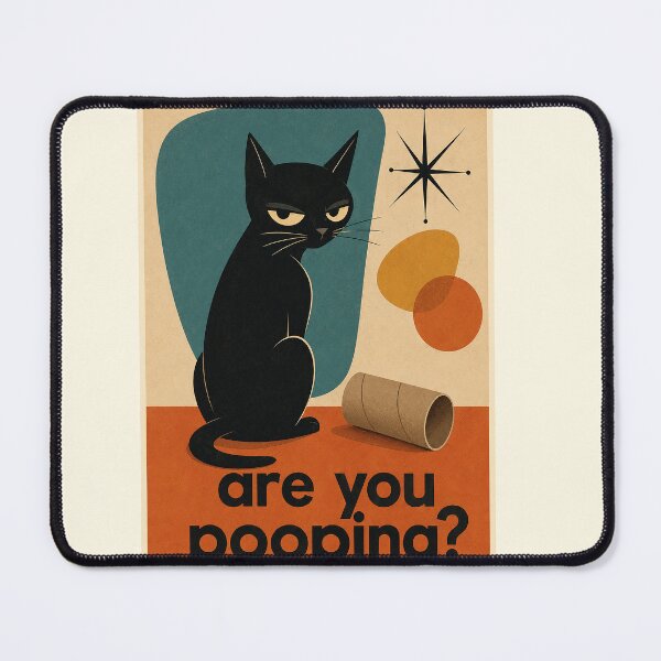 Item preview, Funny Mid-Century Cat – Are You Pooping? designed and sold by AlaisMathieu.