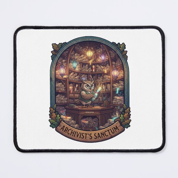 Item preview, Archivist's Sanctum | Owl Scroll Archive | Enchanted Library | Fantasy Archive Keeper | Magical Library Sticker designed and sold by MrDev.