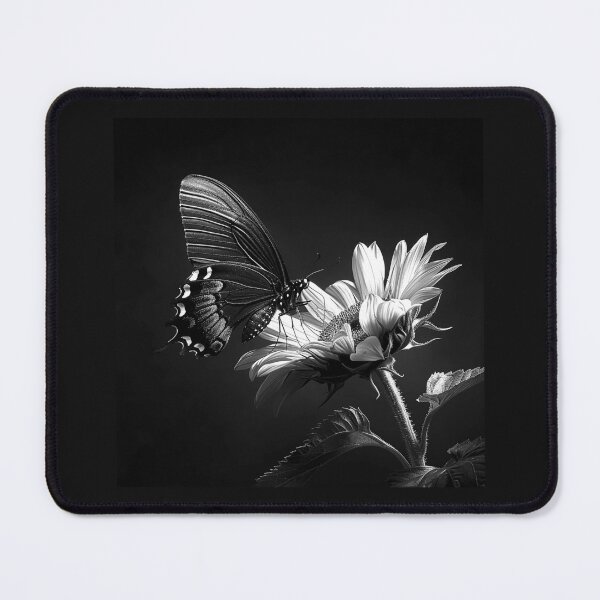 Item preview, Black Swallowtail Butterfly on Flower – Monochrome Nature Art designed and sold by inkoutninja.