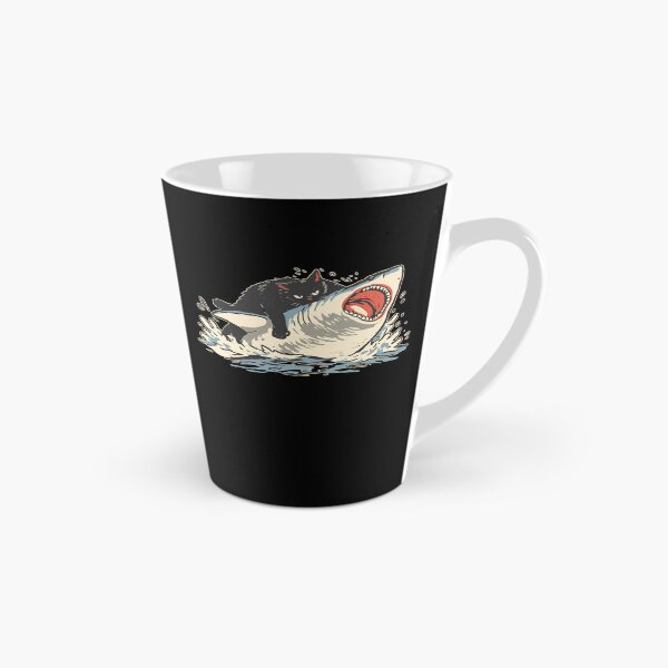 Item preview, Funny Black Cat Biting Shark designed and sold by NqtshrtDesigns.