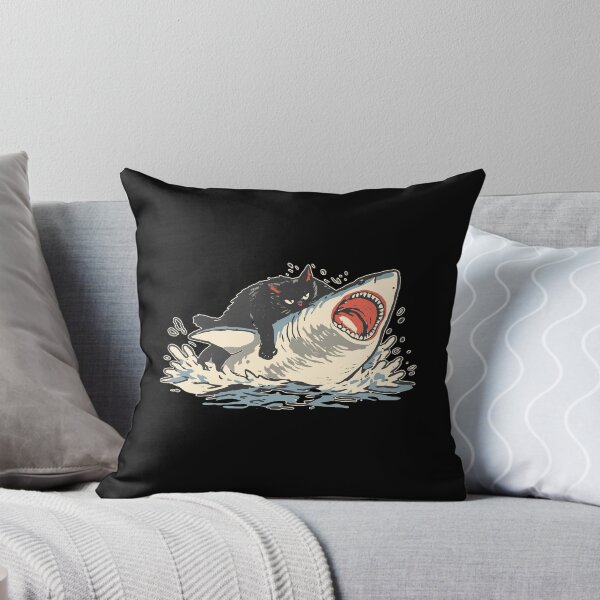 Item preview, Funny Black Cat Biting Shark designed and sold by NqtshrtDesigns.
