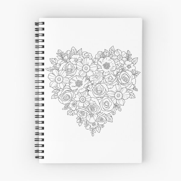 Item preview, Floral Heart Coloring Page Design designed and sold by EmpoweredEchoesSpirit.