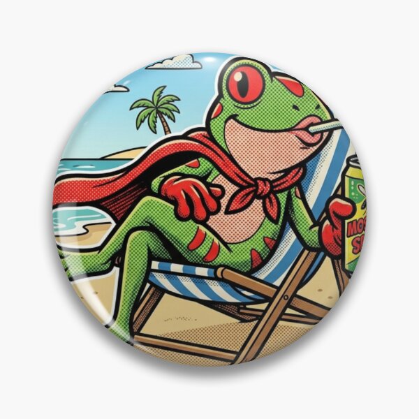 Item preview, Super Frog - Beach Vacation & Retro Comic Hero designed and sold by OPTTAS.