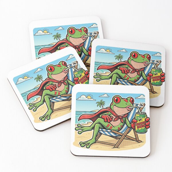 Item preview, Super Frog - Beach Vacation & Retro Comic Hero designed and sold by OPTTAS.