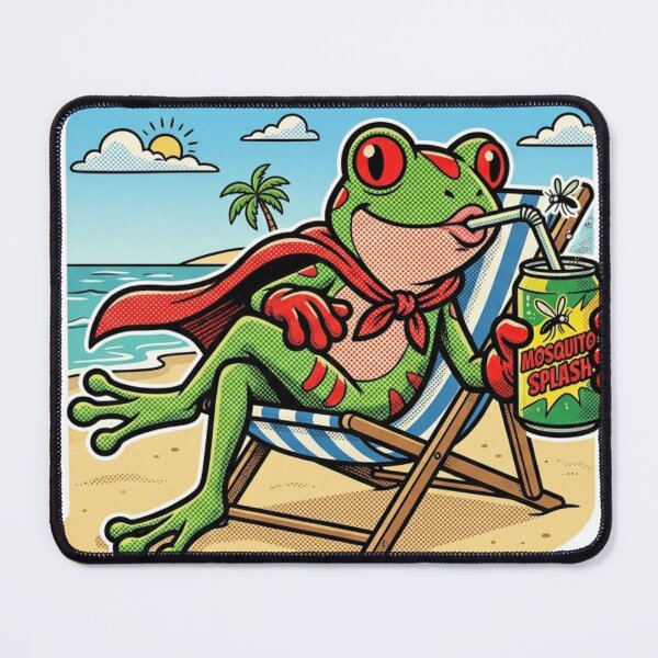 Item preview, Super Frog - Beach Vacation & Retro Comic Hero designed and sold by OPTTAS.