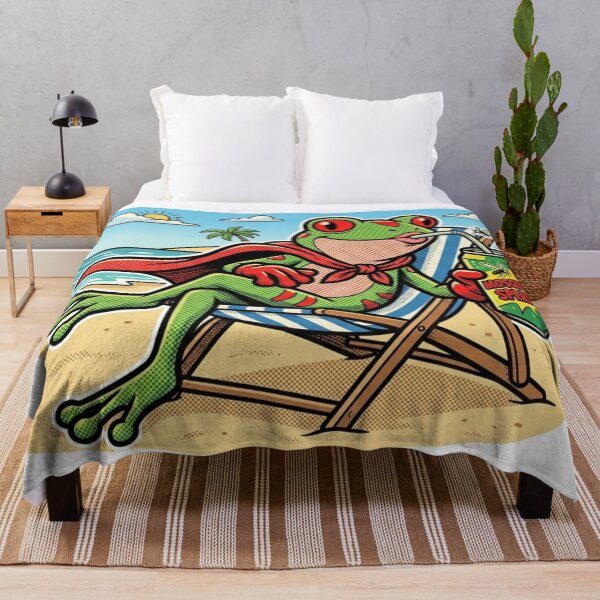 Item preview, Super Frog - Beach Vacation & Retro Comic Hero designed and sold by OPTTAS.