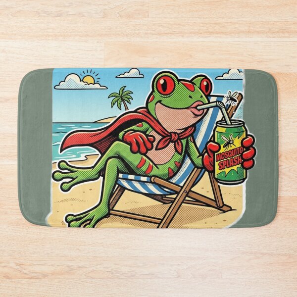 Item preview, Super Frog - Beach Vacation & Retro Comic Hero designed and sold by OPTTAS.