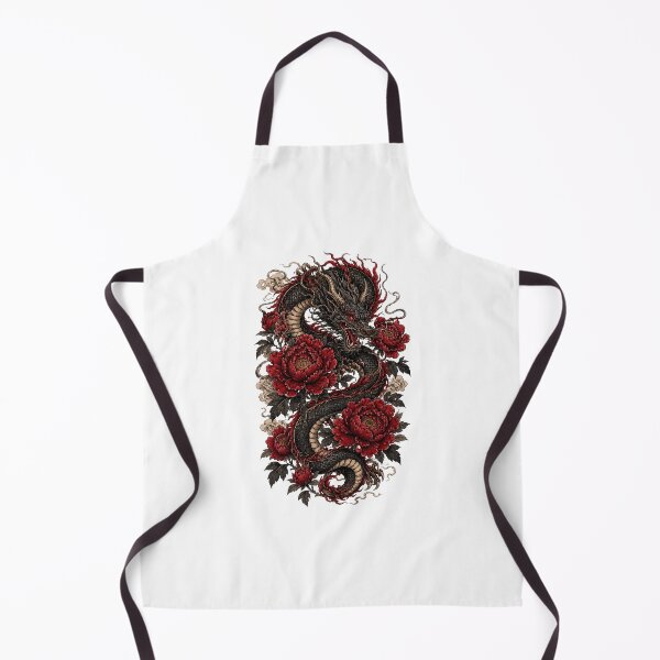 Item preview, Crimson Peony Dragon | Japanese Dragon Tattoo Style | Oriental Fantasy Art | Gothic Floral Dragon | Dark Mythology Sticker designed and sold by MrDev.
