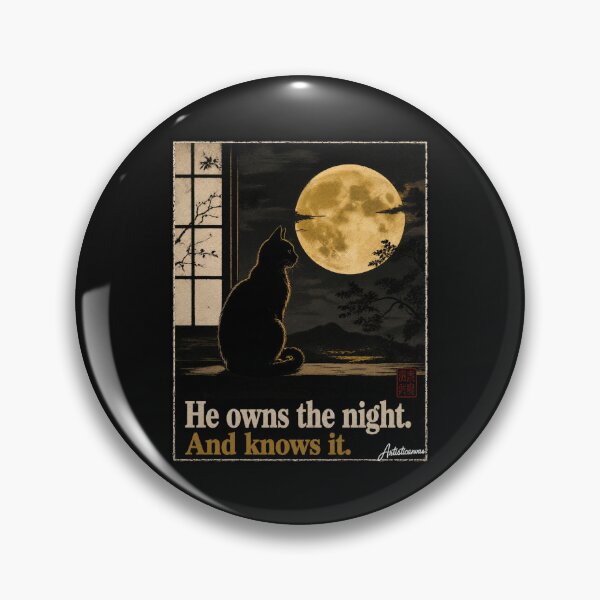 Item preview, Black Cat Moon Night Japanese Silhouette Minimalist Art Print designed and sold by Artisticanvas.