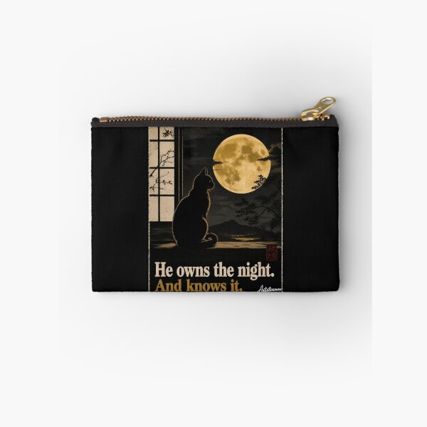 Item preview, Black Cat Moon Night Japanese Silhouette Minimalist Art Print designed and sold by Artisticanvas.