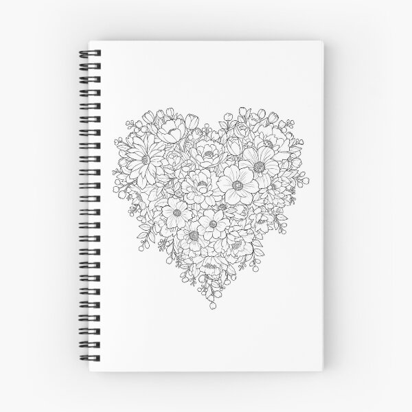 Item preview, Floral Heart Coloring Page Art designed and sold by EmpoweredEchoesSpirit.