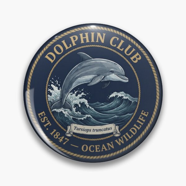 Item preview, Dolphin Club Vintage Badge Ocean Wildlife Art designed and sold by CalmCapy Co.