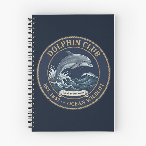 Item preview, Dolphin Club Vintage Badge Ocean Wildlife Art designed and sold by CalmCapy Co.