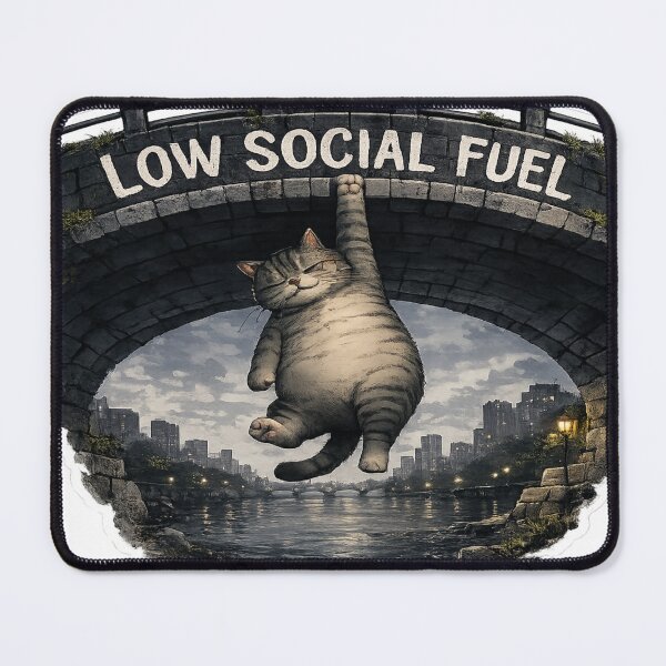Item preview, Low Social Fuel | Funny Introvert Cat Sticker designed and sold by Genzfirevibes.