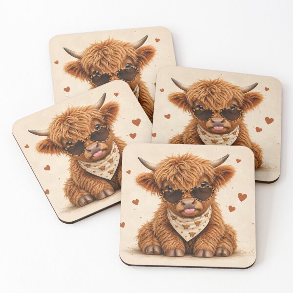 Item preview, Cheeky Highland Cow in Heart-Shaped Sunglasses designed and sold by 247GiftsbyTina.