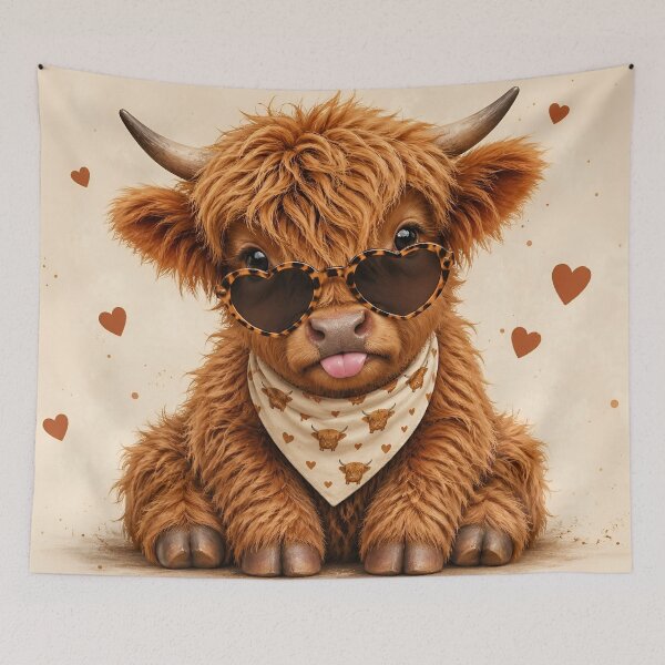 Item preview, Cheeky Highland Cow in Heart-Shaped Sunglasses designed and sold by 247GiftsbyTina.