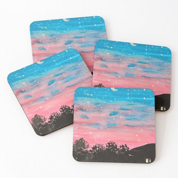 Item preview, Dreamy Pink Evening Sky with Crescent Moon designed and sold by RakeshPatelArt.