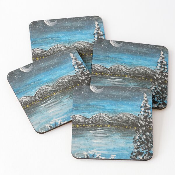 Item preview, Snowy Mountain Lake Under the Moon designed and sold by RakeshPatelArt.