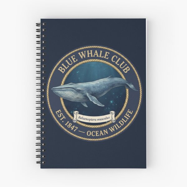 Item preview, Blue Whale Club Vintage Badge Ocean Wildlife Art designed and sold by CalmCapy Co.