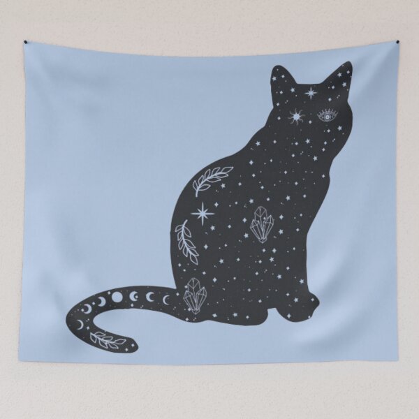 Item preview, Celestial Black Cat Moon Phases Crystal Stars Witchy Gothic Cosmic Tshirt designed and sold by HopeAndHustle.