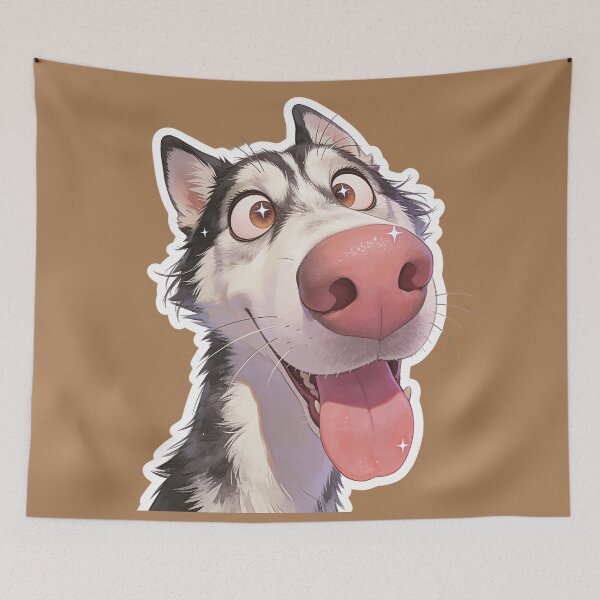 Item preview, Goofy Siberian Husky with Giant Pink Nose designed and sold by KiraChie.